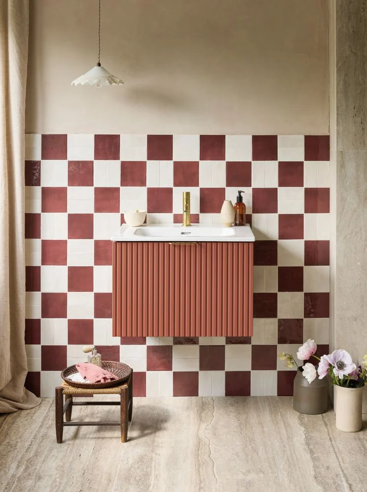 Wall-hung vanity unit in a small bathroom creating visible floor space