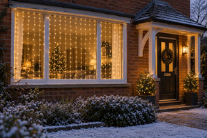 Six curtain-light sets for UK windows and covered outdoor spaces, compared by width, drop, lead and colour.